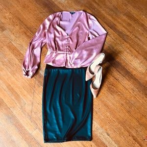 Faux Leatherette Pencil Skirt